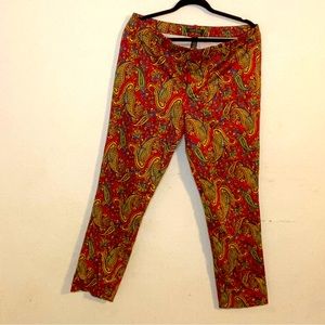 LAUREN RALPH LAUREN MULTICOLORED PAISLEY CROP ANKLE PANTS SIZE 12
